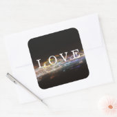 LIEFDE met elektrische lichten Vierkante Sticker (Envelop)