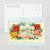 Liefde met handen en rozen briefkaart (Voorkant / Achterkant)