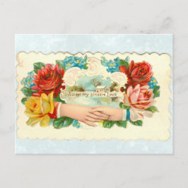 Liefde met handen en rozen briefkaart