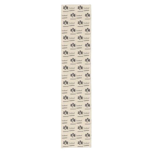 Liefde met het Brown Grunge Pet Paw Print Pattern Korte Tafelloper (Voorkant)