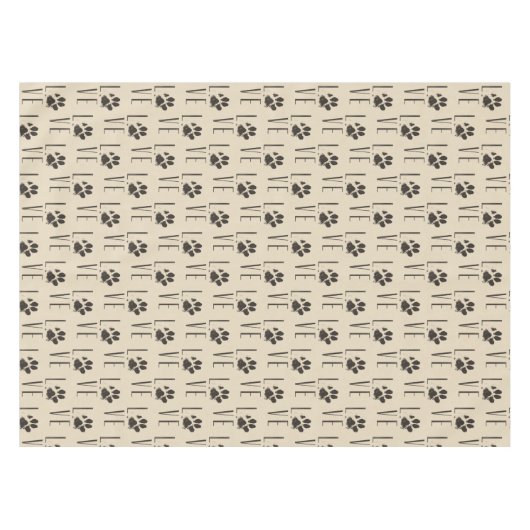 Liefde met het Brown Grunge Pet Paw Print Pattern Tafelkleed (Voorkant (Horizontaal))