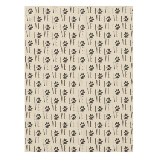 Liefde met het Brown Grunge Pet Paw Print Pattern Tafelkleed (Voorkant)