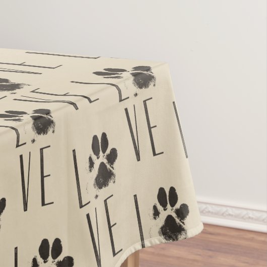 Liefde met het Brown Grunge Pet Paw Print Pattern Tafelkleed (Voorbeeld)