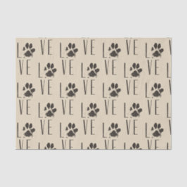 Liefde met het Brown Grunge Pet Paw Print Pattern Tissuepapier