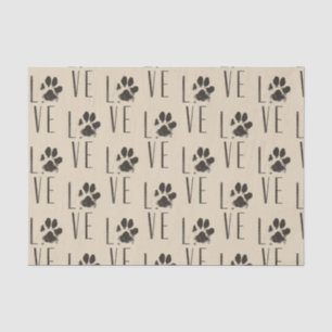 Liefde met het Brown Grunge Pet Paw Print Pattern Tissuepapier