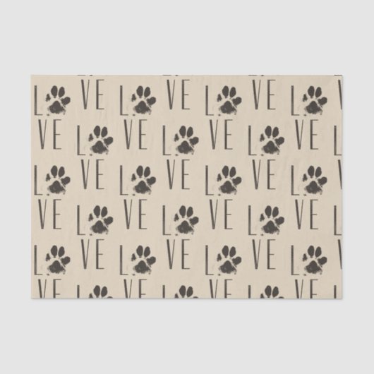 Liefde met het Brown Grunge Pet Paw Print Pattern Tissuepapier (Voorkant)