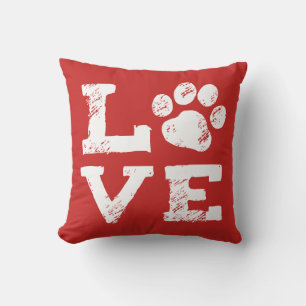 LIEFDE met Hond Pootafdruk Kussen