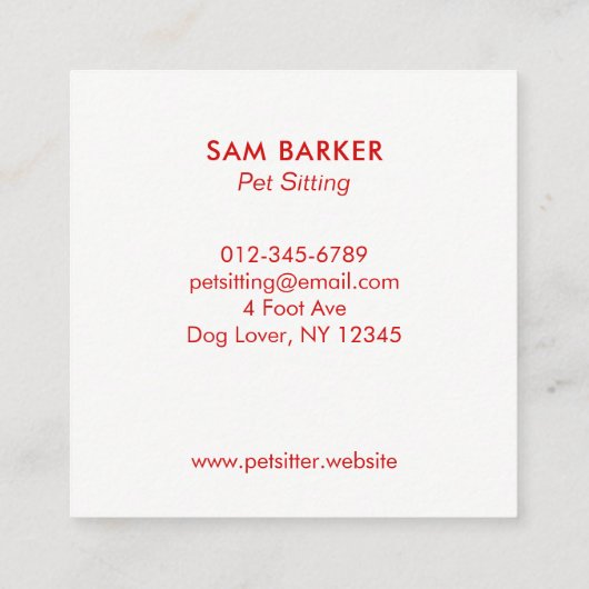 LIEFDE met Hondenpootafdruk - Dierenverzorging - H Vierkante Visitekaartje (Achterkant)