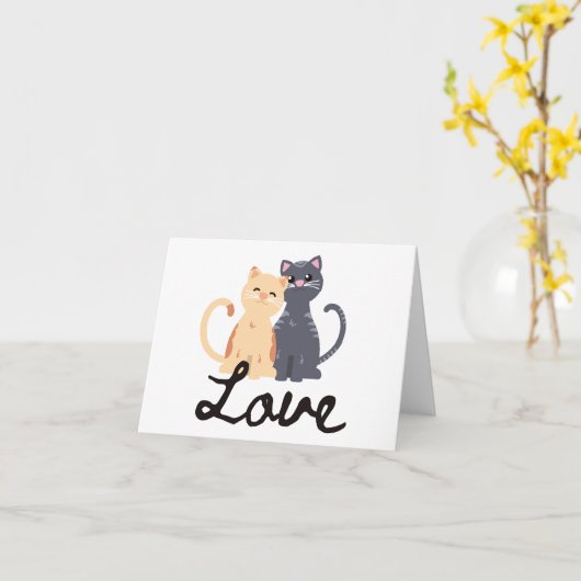 Liefde met Katten BLANK Kaart (Gele Bloem)