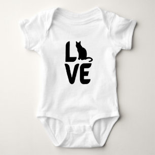 Liefde met kattenbaby-body – Schattige katteliefhe Romper