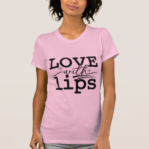 Liefde met lippen kusmerk Valentijn typografie T-shirt