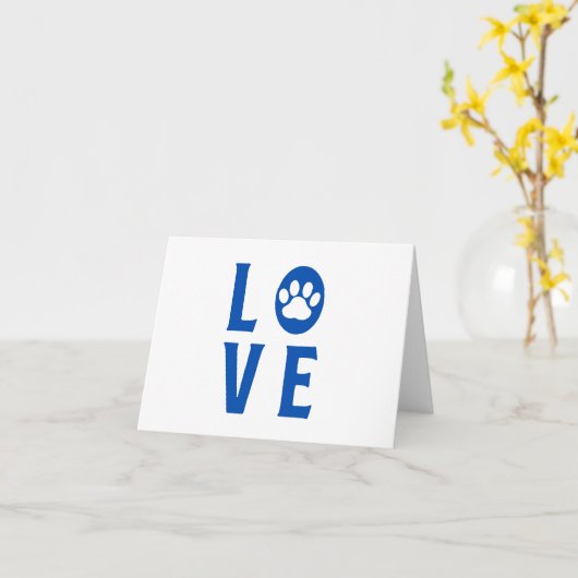Liefde met Paw Print (Cats, Dogs, Pets) BLANK Kaar Kaart (Gele Bloem)