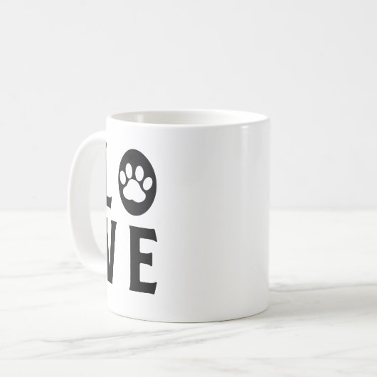 Liefde met Pawprint Coffee Mok – Schattigee hond,  (Voorkant links)