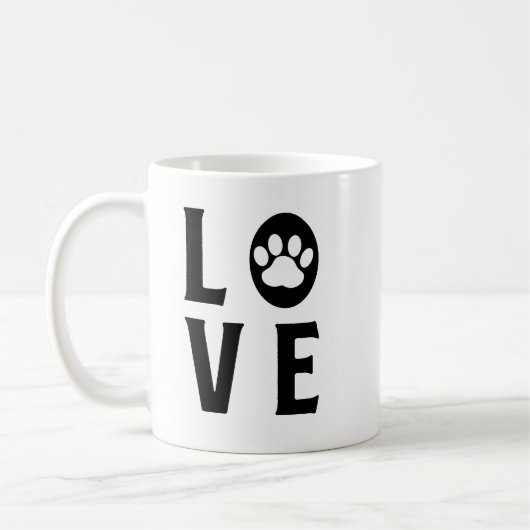 Liefde met Pawprint Coffee Mok – Schattigee hond,  (Links)