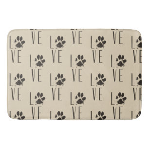 Liefde met Pet Paw Print Brown Grunge Typografie Badmat