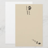 Liefde met Pet Paw Print Brown Grunge Typografie Briefpapier (Voorkant / Achterkant)