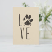 Liefde met Pet Paw Print Brown Grunge Typografie Kaart (Staand voorkant)