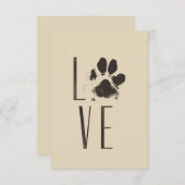 Liefde met Pet Paw Print Brown Grunge Typografie Kaart (Voorkant / Achterkant)