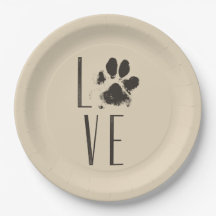 Liefde met Pet Paw Print Brown Grunge Typografie