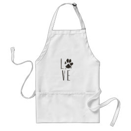 Liefde met Pet Paw Print Brown Grunge Typografie Standaard Schort