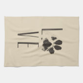 Liefde met Pet Paw Print Brown Grunge Typografie Theedoek (Horizontaal)
