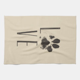 Liefde met Pet Paw Print Brown Grunge Typografie Theedoek
