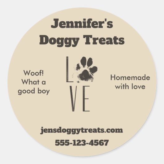 Liefde met Pet Paw Print Pet Business Ronde Sticker (Voorkant)