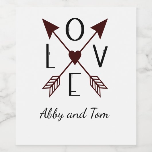 Liefde met pijlen Wijnflesetiket op maat Wijn Etiket (Enkel label)