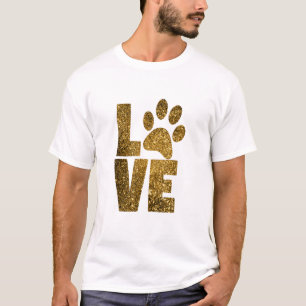 LIEFDE MET POOOTAFDRUK IN GLAM GOUD T-SHIRT