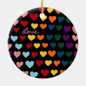 Liefde Met Regenboog van Harten Keramisch Ornament (Achterkant)
