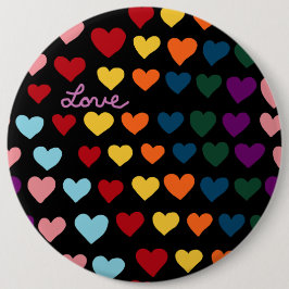 Liefde Met Regenboog van Harten Ronde Button 6,0 Cm