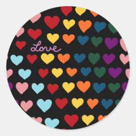 Liefde Met Regenboog van Harten Ronde Sticker