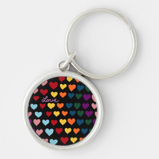 Liefde Met Regenboog van Harten Sleutelhanger (Voorkant)