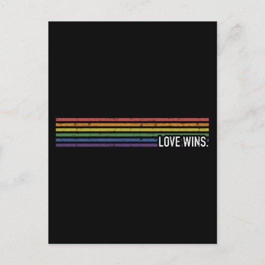 Liefde met regenboogvlag wint homoseksuele lesbisc briefkaart (Voorkant)