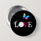 Liefde met regenboogvlinder ronde button 7,6 cm (Voorkant /achterkant)