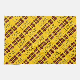 "Liefde" met rode/blauwe bloemen Theedoek