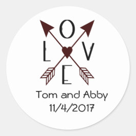 Liefde met rode en zwarte pijlen ronde sticker