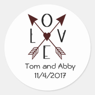Liefde met rode en zwarte pijlen ronde sticker
