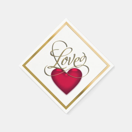 Liefde met Rode Hart Servetten (Hoek)