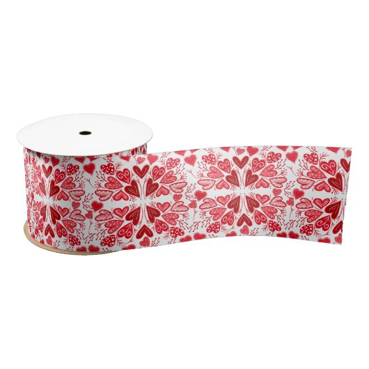 Liefde met rode, roze en witte harten satijnen lint (Spoel)