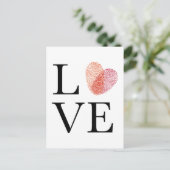 Liefde met rode vingerafdruk hart briefkaart (Staand voorkant)