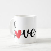 Liefde met rood hart,  eenvoudig ontwerp koffiemok (Voorkant links)