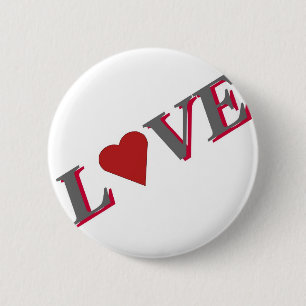 Liefde met rood hart ronde button 5,7 cm