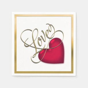 Liefde met rood hart servetten