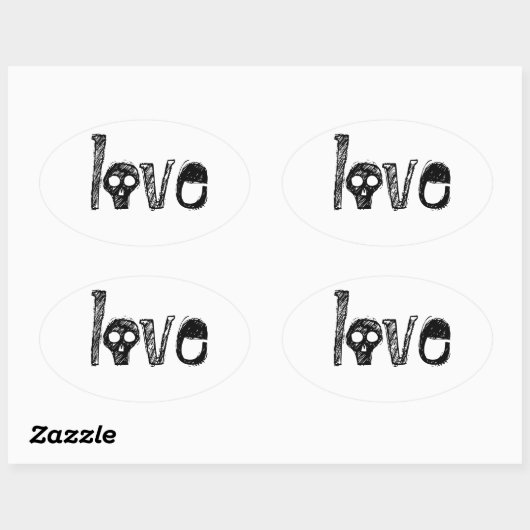 Liefde (met schedels) Stickers (Vel)
