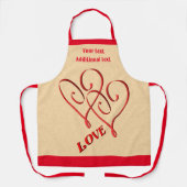 Liefde met verweven rode harten gepersonaliseerd schort (Voorkant)