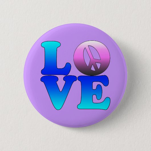 Liefde met vredesnaam ronde button 5,7 cm (Voorkant)