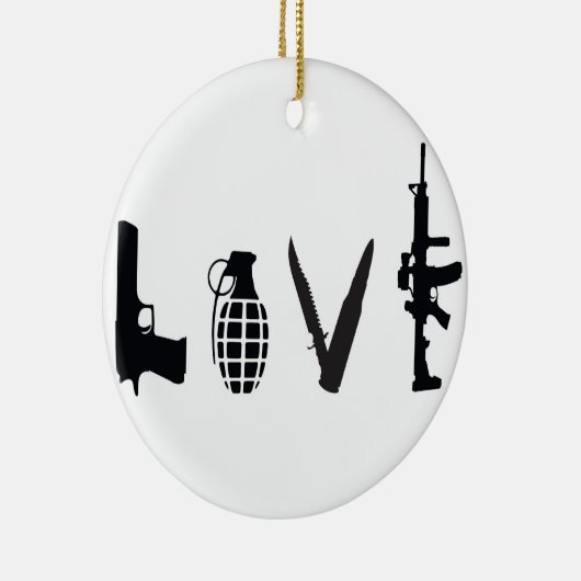 Liefde met wapens keramisch ornament (Rechts)