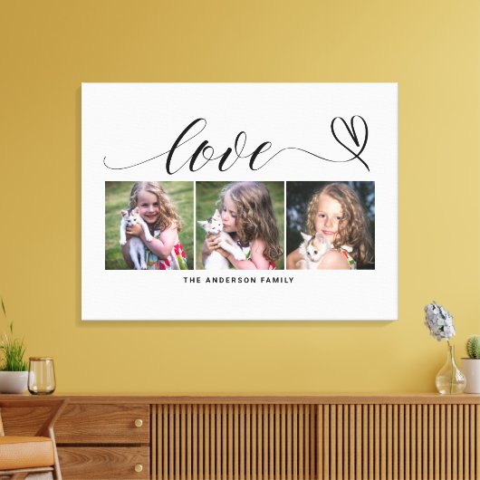 Liefde met zwart hart script aangepaste foto colla canvas afdruk (Insitu (Woonkamer))