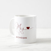 Liefde mevrouw met aangepaste naam vrouw bruiloft  koffiemok (Voorkant links)